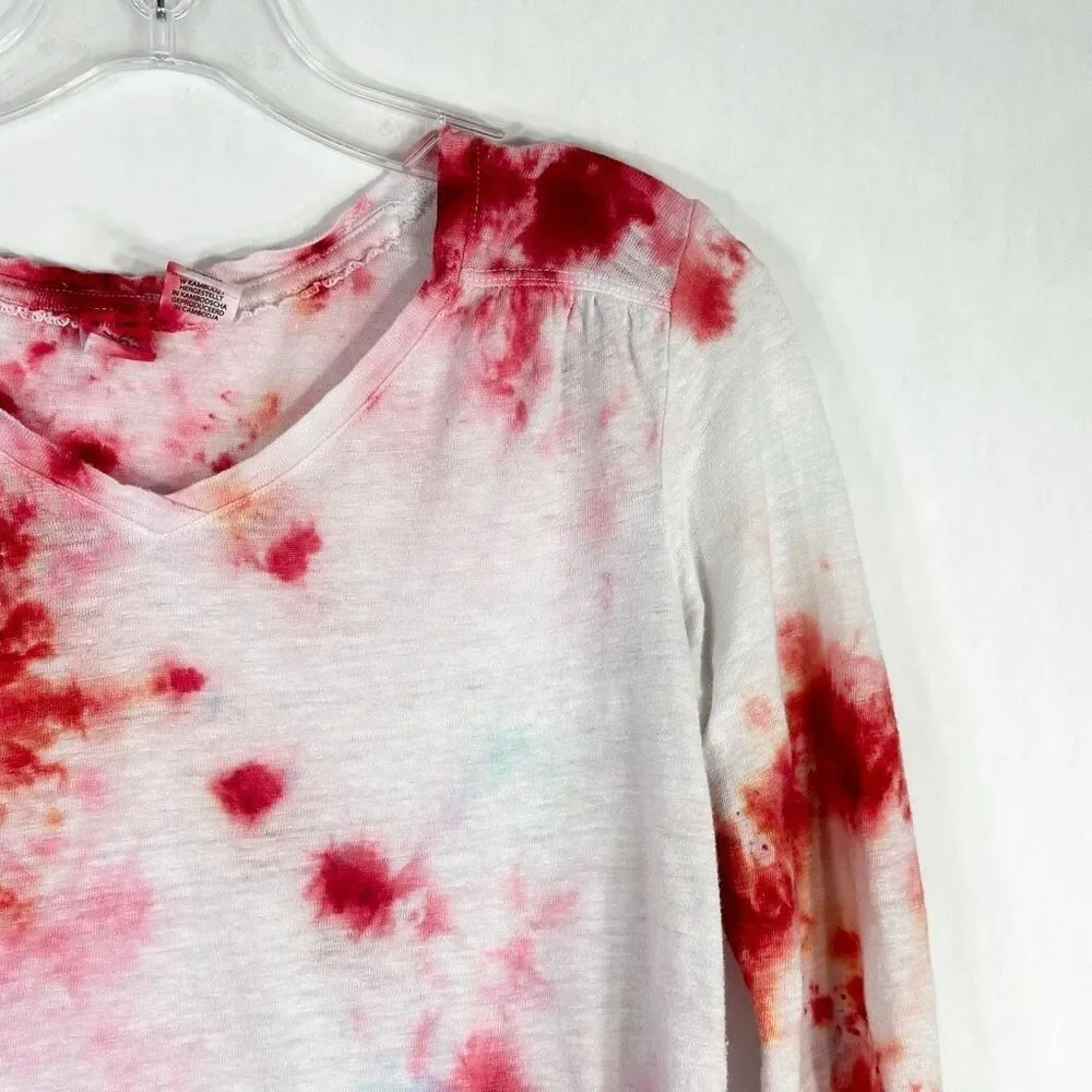 Artisan NY Small Top Everlasting Rose Tie Dye Pink White‎ Linen Handmade 1165 - Picture 4 of 12